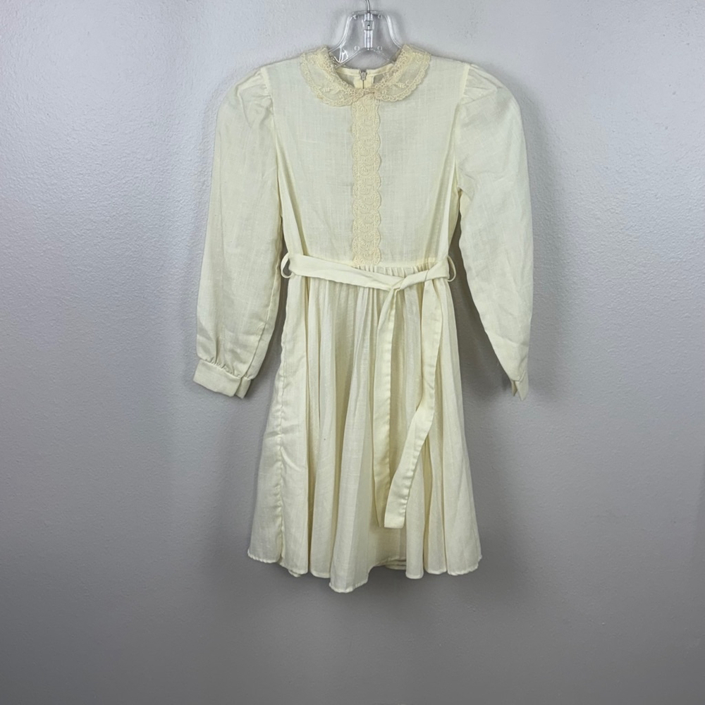 Sakowitz Beaux Age Vintage 60s 70s Girls Dress 8 Cream Prairie ILGWU Union Made